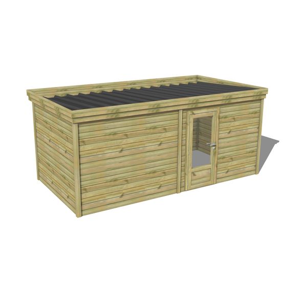 Abri de jardin bois pin traité autoclave 27mm - 5,195x2,64m / 14m2 - bac acier - abri français
