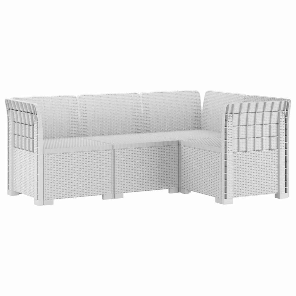 Canapé de jardin 4 places aspect rotin pp blanc