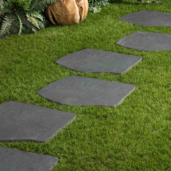 Pas japonais irrégulier grès cérame effet pierre noire 42x36x2 cm (lot de 15) - ro'ma nature