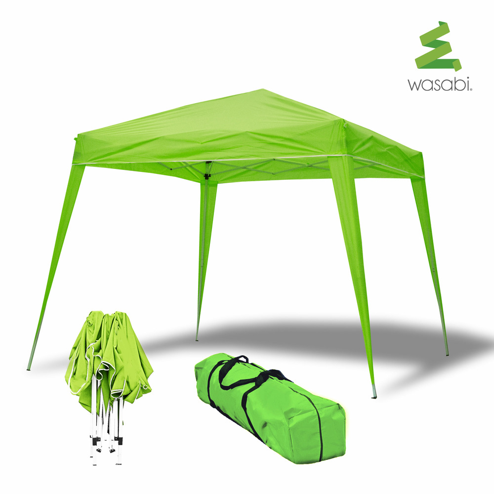 Wasabi - tonnelle pliante 3x3 m verte - bâche nylon - protection eau et soleil - piquets - structure acier – pergola jardin