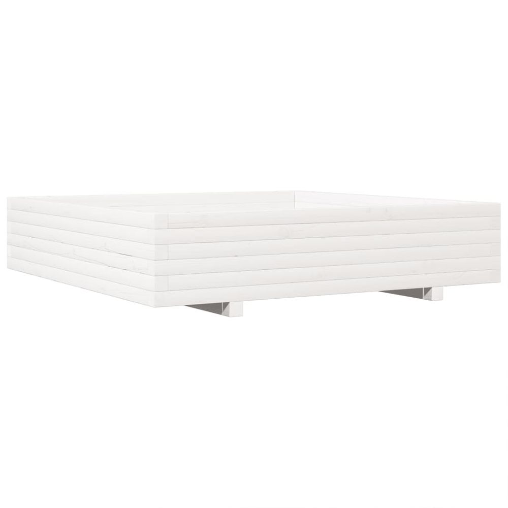 Jardinière blanc 110x110x26,5 cm bois de pin massif