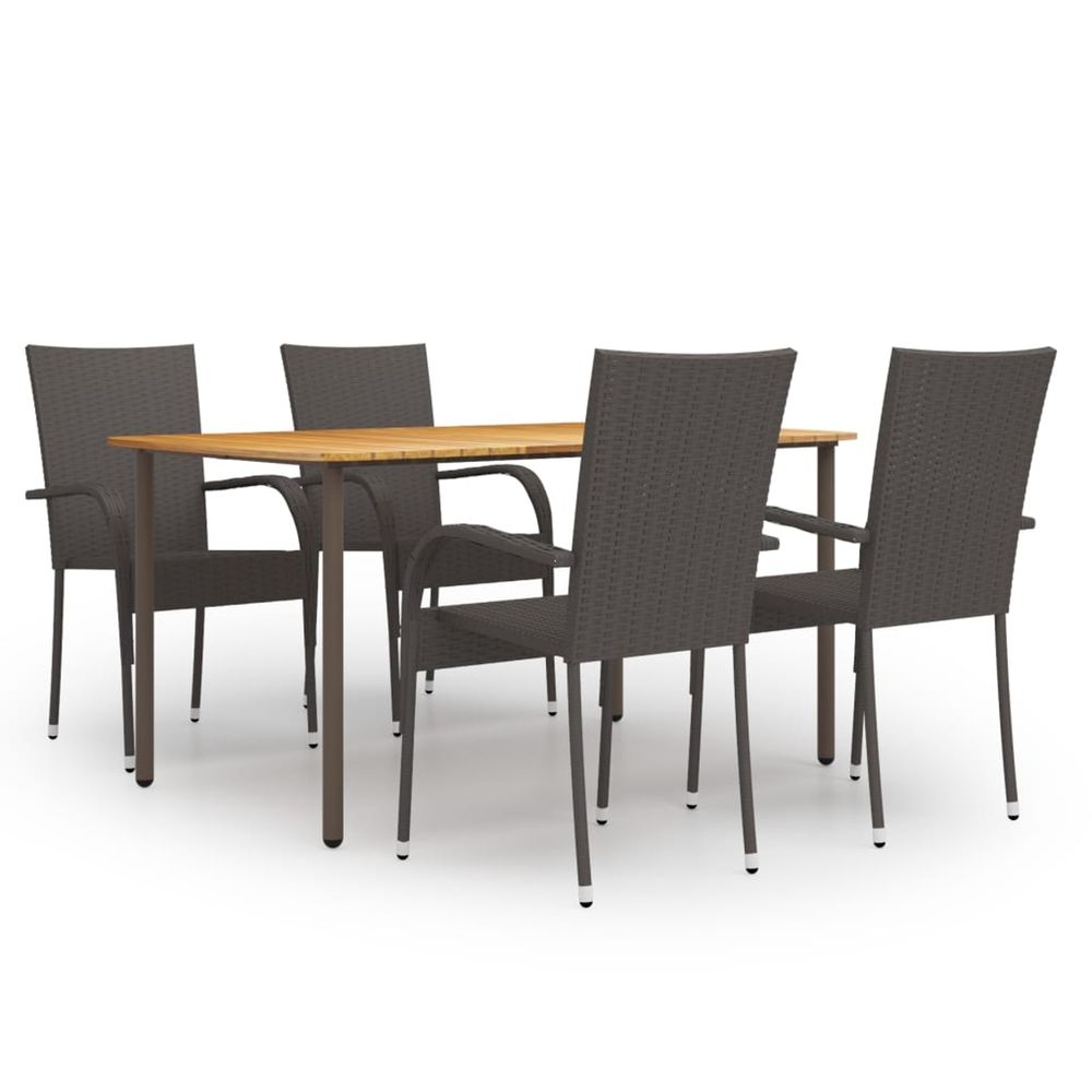 Ensemble à manger de jardin 5 pcs résine tressée marron