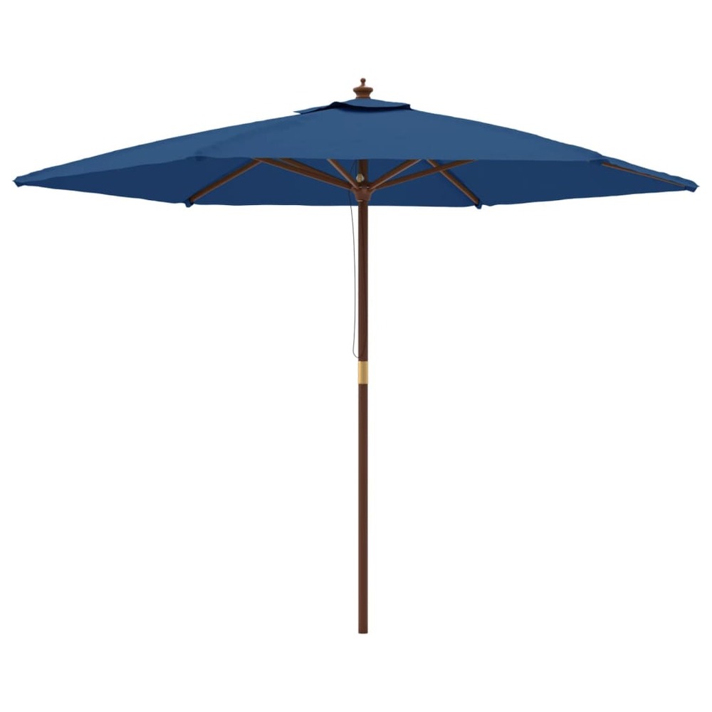 Parasol de jardin avec mât en bois bleu azuré 299x240 cm
