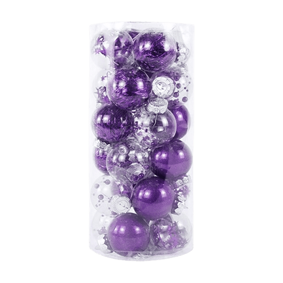 Lot de 24 boules de noël création - violet