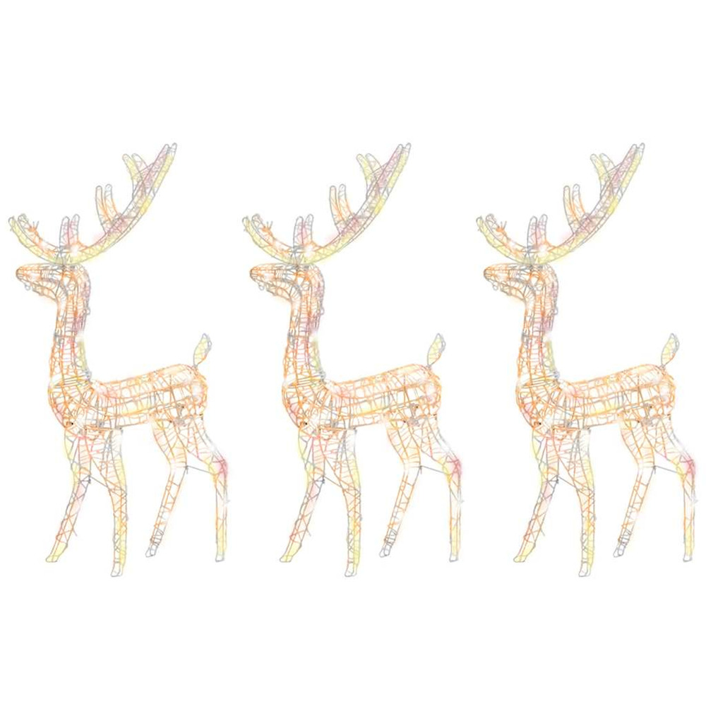 Décorations de noël de renne acrylique 3 pcs 120 cm multicolore