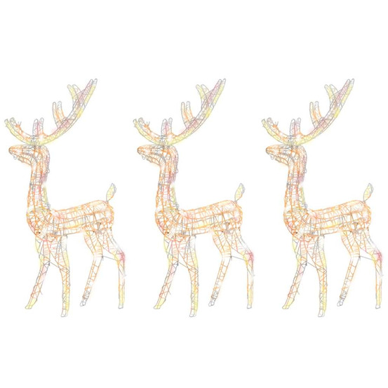 Décorations de noël de renne acrylique 3 pcs 120 cm multicolore