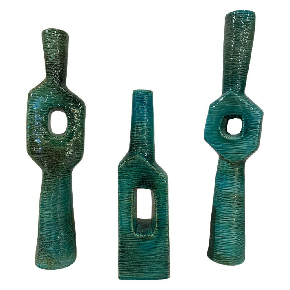 Ensemble 3 vases arequipa vert 14x7x52cm