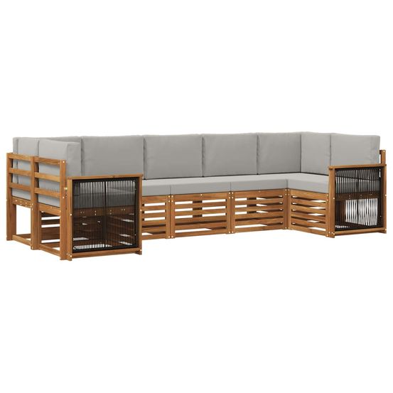 Ensemble de canapés d'extérieur 6 pc naturel et gris clair