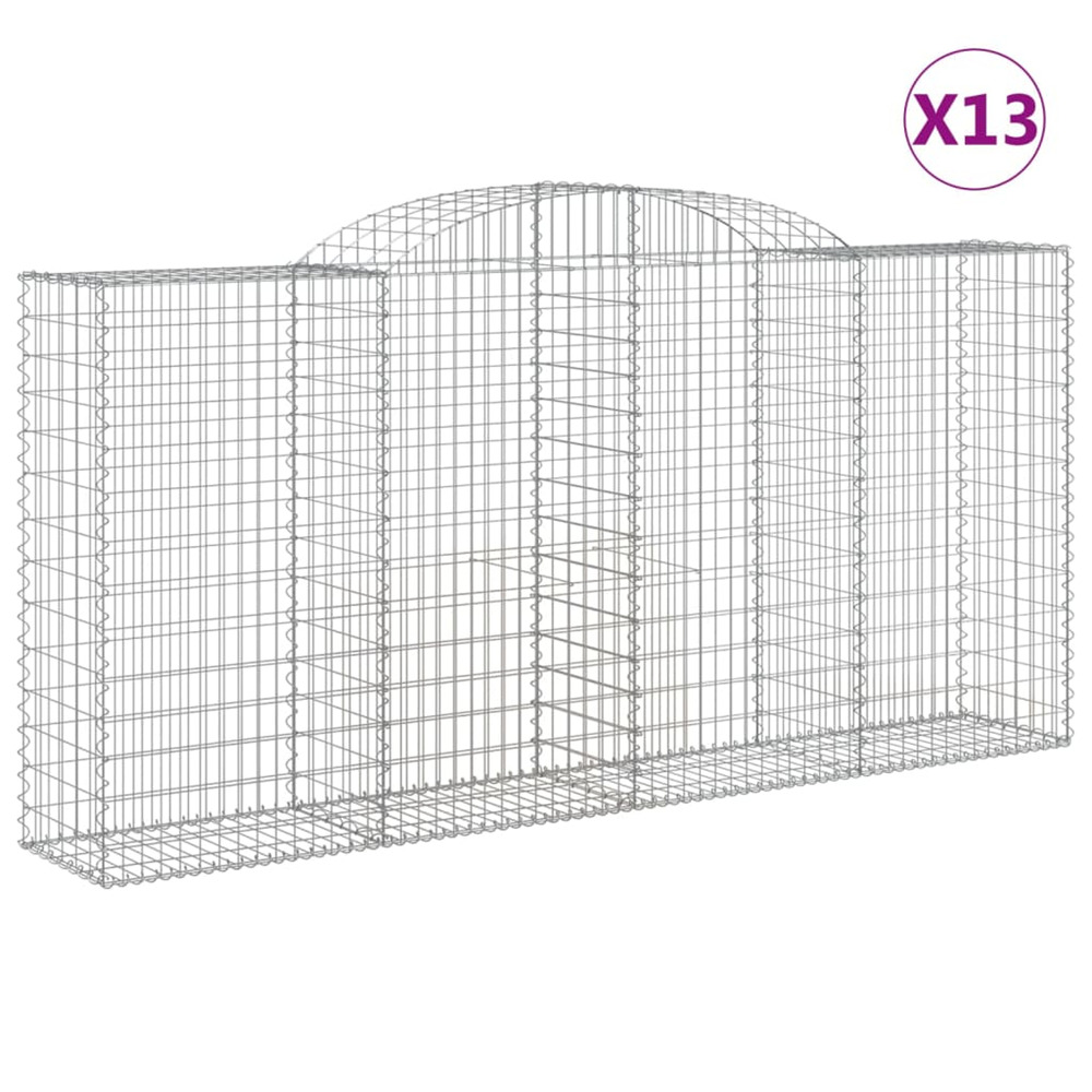 Paniers à gabions arqués 13 pcs 300x50x140/160 cm fer galvanisé