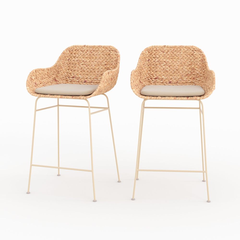 Faro-lot de 2 chaises pour îlot central 66 cm en matière naturelle