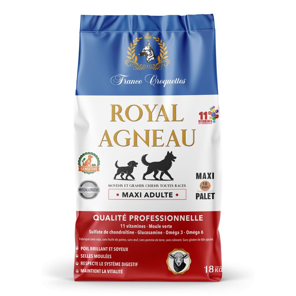 France croquettes croquettes pour chien adulte royal agneau maxi - 18 kg