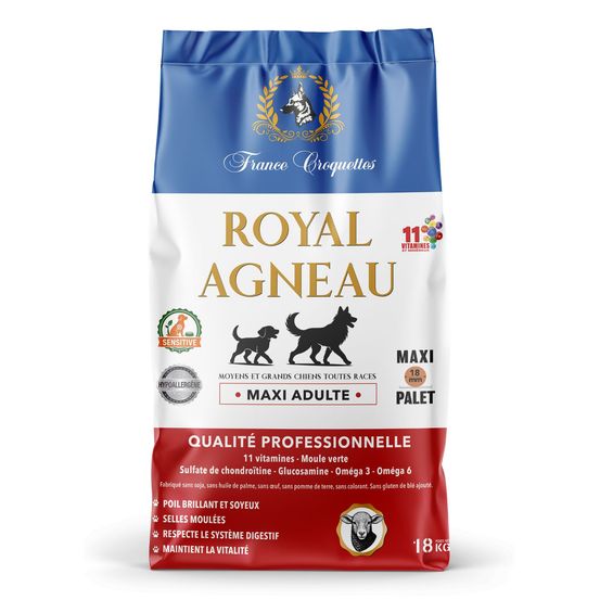 France croquettes croquettes pour chien adulte royal agneau maxi - 18 kg