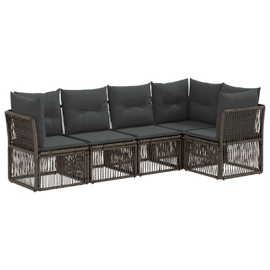 Ensemble de canapé de jardin 5 pc gris polyrotin