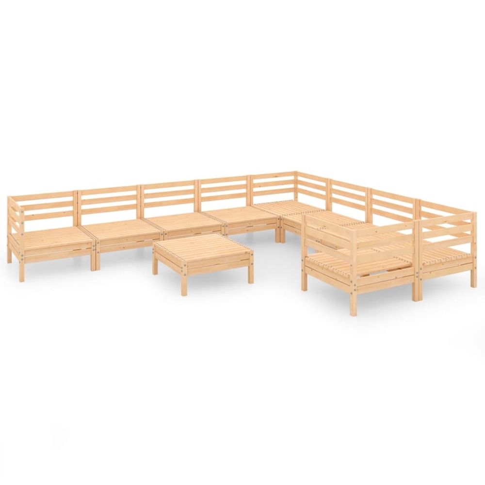 Salon de jardin 10 pcs bois de pin massif