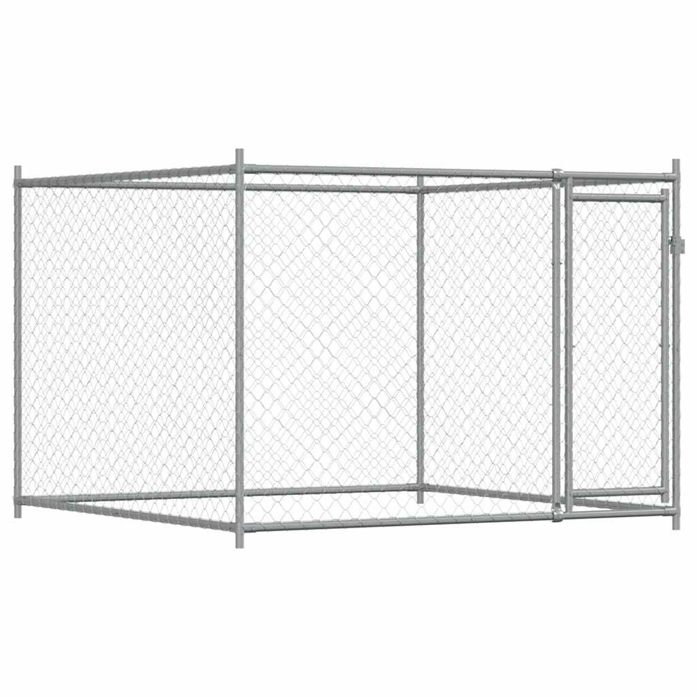 Cage pour chien avec porte 2 x 2 x 1,5 m acier galvanisé gris