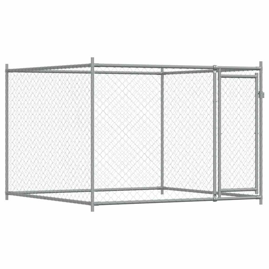 Cage pour chien avec porte 2 x 2 x 1,5 m acier galvanisé gris