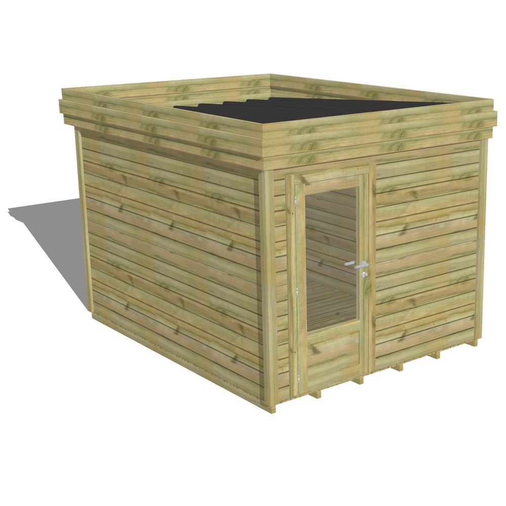 Abri de jardin bois pin traité autoclave 27mm - 2,64x3,44m / 9m2 - bac acier - plancher bois