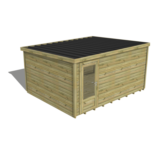 Abri de jardin bois pin traité autoclave 27mm - essentiel - 4,34x3,44m / 15m2 - bac acier - plancher bois