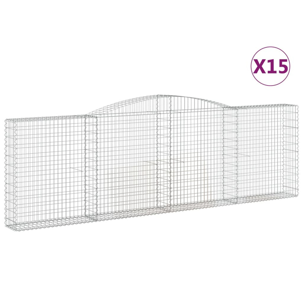Paniers à gabions arqués 15 pcs 400x30x120/140 cm fer galvanisé