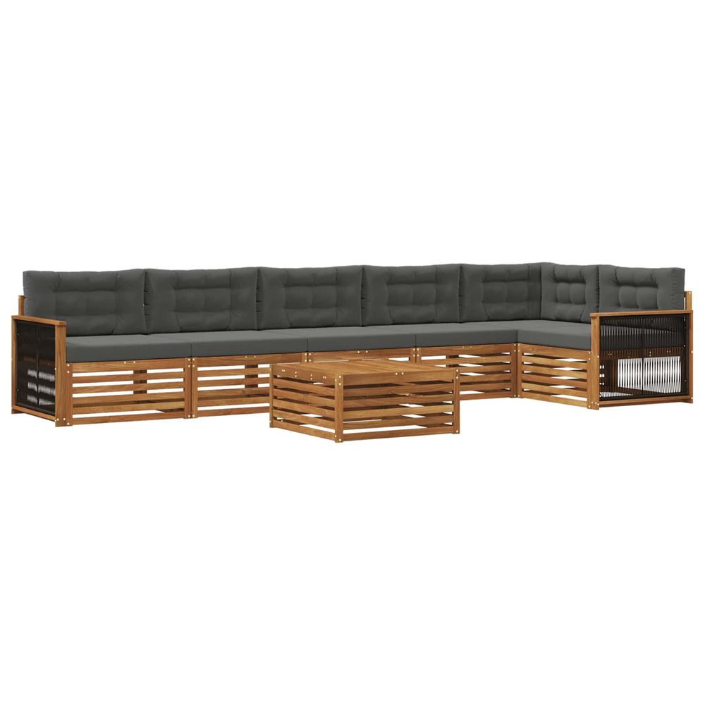 Ensemble de canapés d'extérieur 7 pc naturel et anthracite