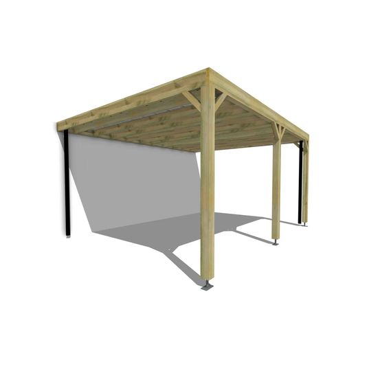 Carport bois • 5m x 4m • adossée • sens profondeur • livraison comprise