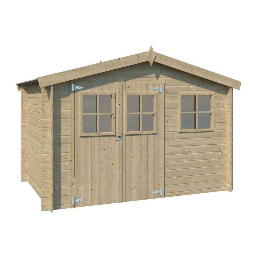 Abri de jardin en bois 4,91 m² zurich 295 x 205 cm (non traité) avec plancher