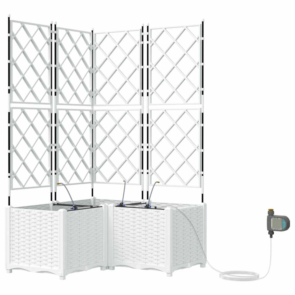 Cache-pot de jardin 3 pcs blanc acier