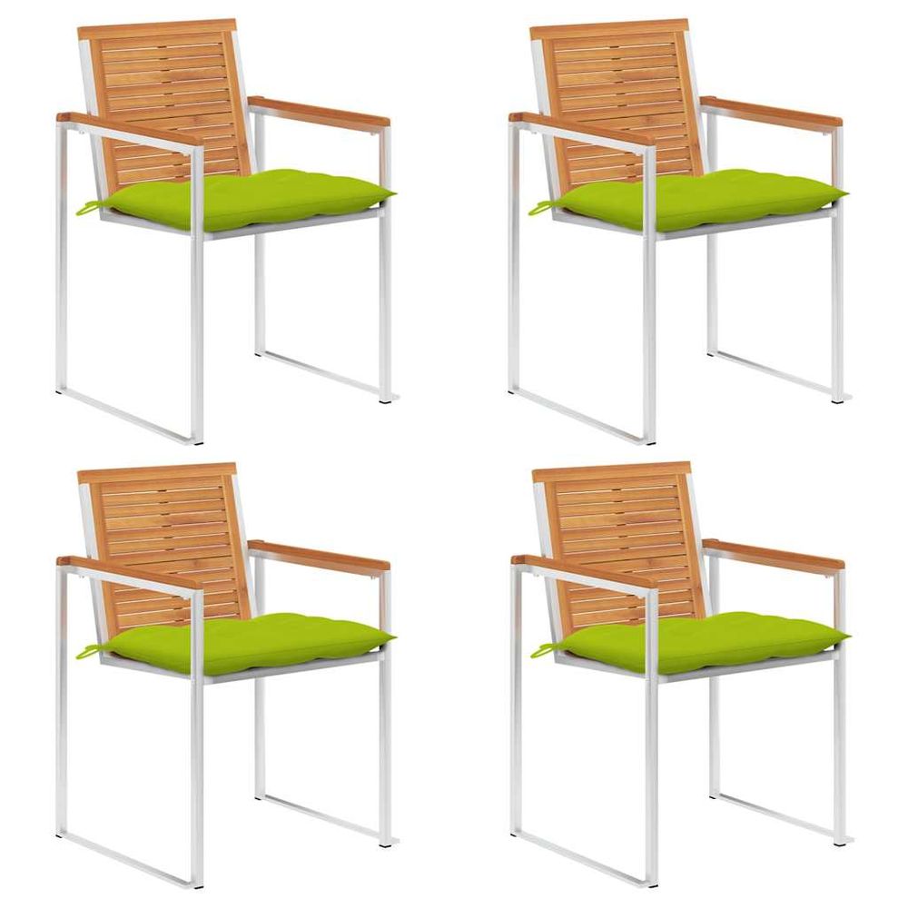 Chaises de jardin lot de 4 avec coussins bois d'acacia massif