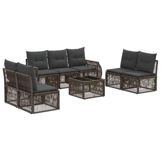 Ensemble de canapé de jardin 8 pc gris et gris foncé polyrotin