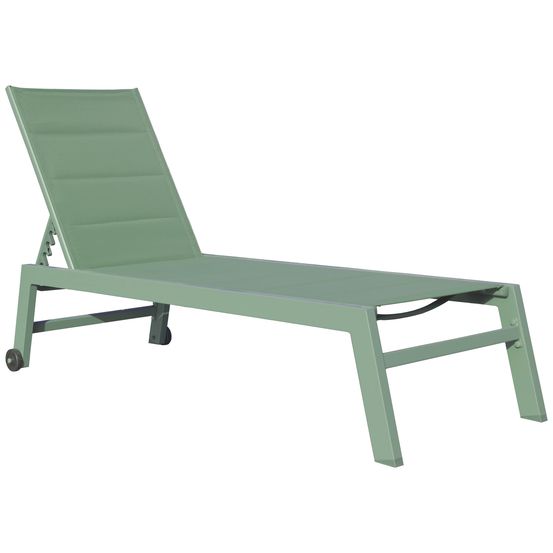 Bain de soleil barbados en textilène vert sauge - aluminium vert sauge