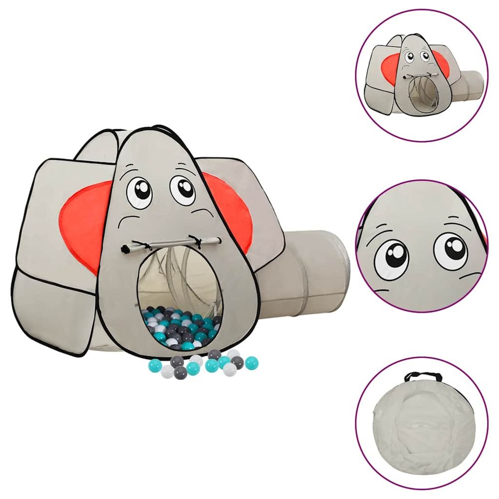 Tente de jeu pour enfants 250 balles éléphant gris 174x86x101cm