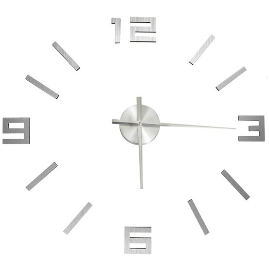 Horloge murale 3d design moderne argenté 100 cm xxl