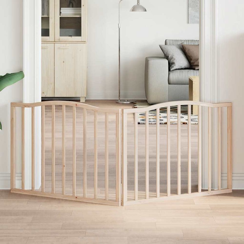 Barrière sécurité chien pliable bois 2 panneaux pour intérieur brun 160x60 cm