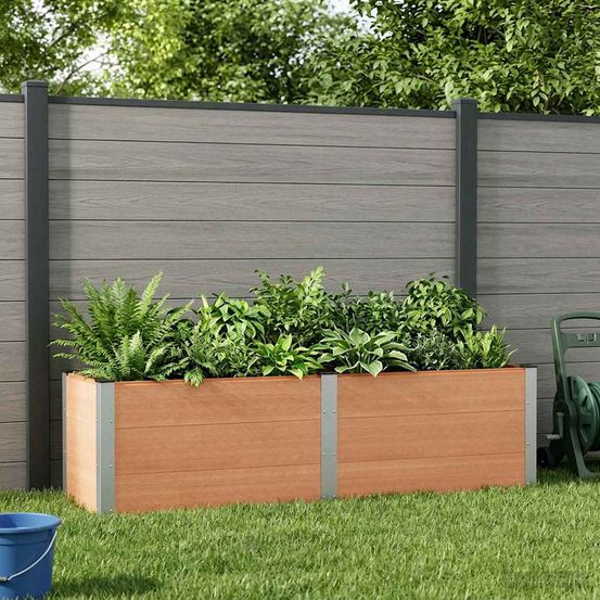 Jardinière surélevée wpc aluminium jardin terrasse potager 200cm marron
