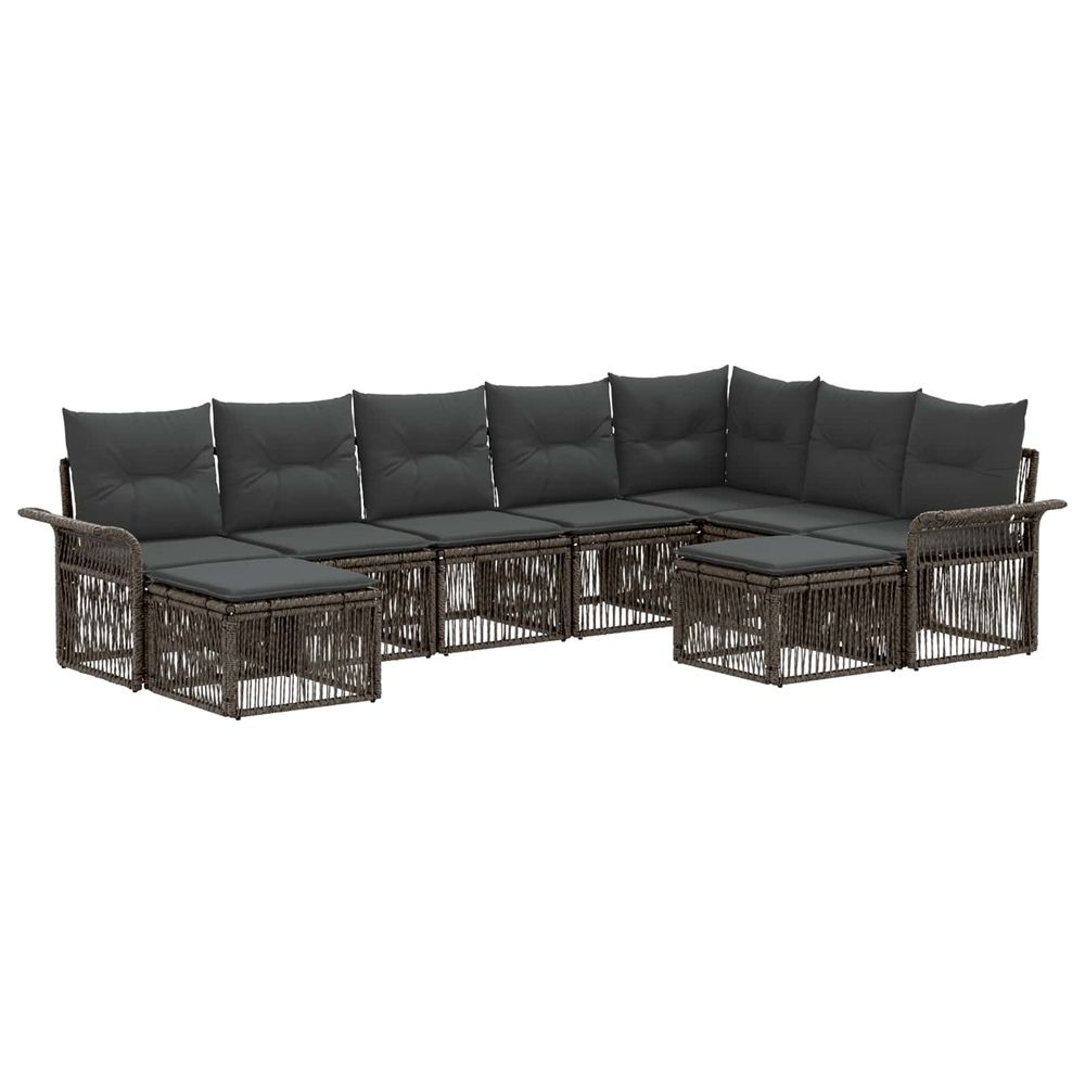 Ensemble de canapé de jardin 9 pc gris et gris foncé polyrotin