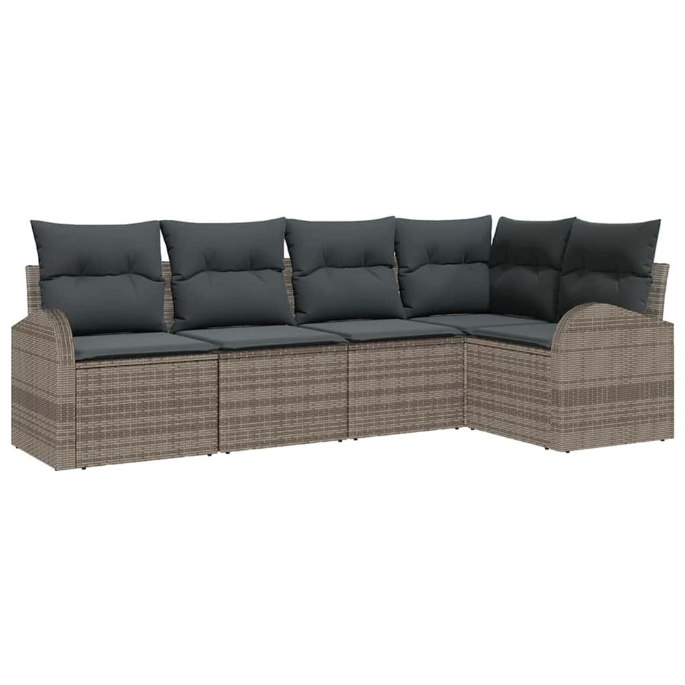 Ensemble de canapé de jardin 5 pc gris polyrotin