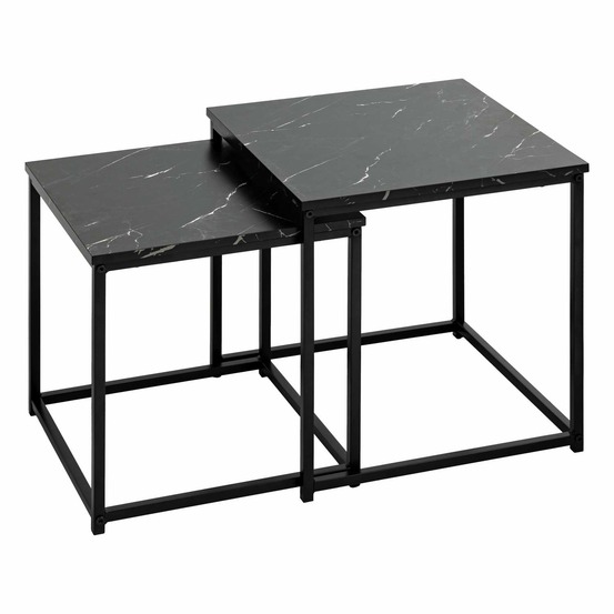 Duo de tables d'appoint effet marbre - noir