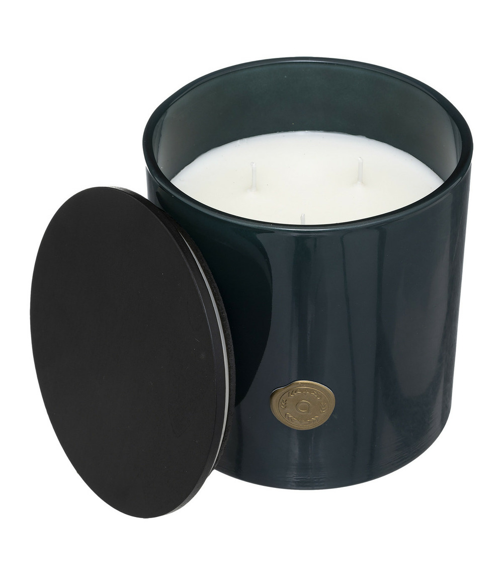 Bougie parfumée fève tonka dans pot en verre bleu 1200 g