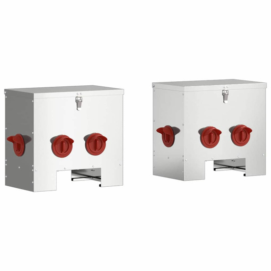 Mangeoire pour poules 2 pcs argent 40,5 x 25 x 38 cm