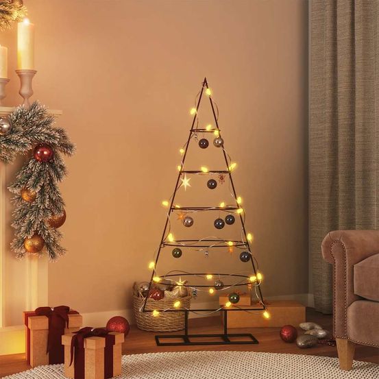 Sapin de noël stylisé en métal à décorer pour intérieur noir 125 cm