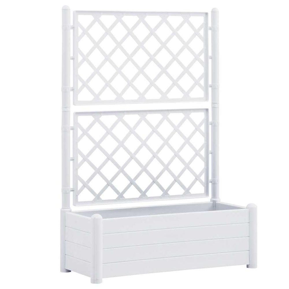 Jardinière d'extérieur avec treillis 100x43x142 cm pp blanc