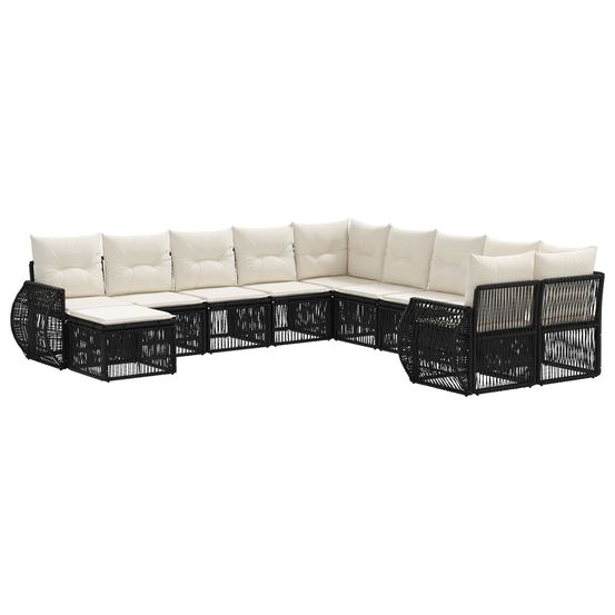 Ensemble de canapé de jardin 11 pc noir polyrotin