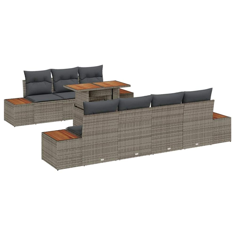 Ensemble de canapé de jardin 8 pc gris poly rotin