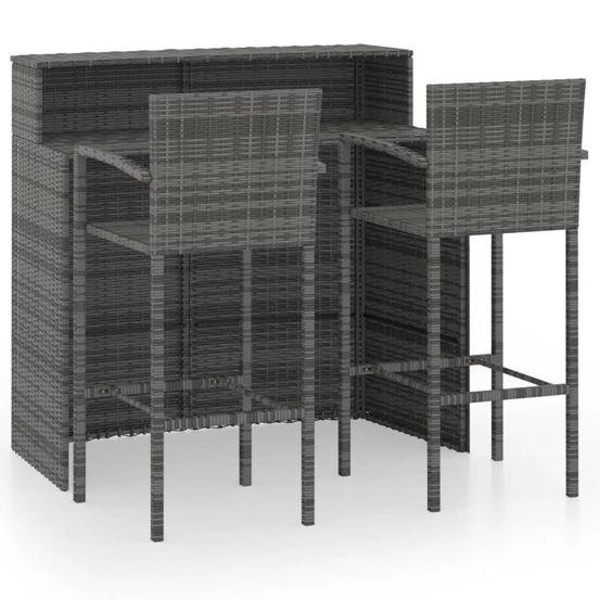 Ensemble de bar de jardin 3 pcs gris