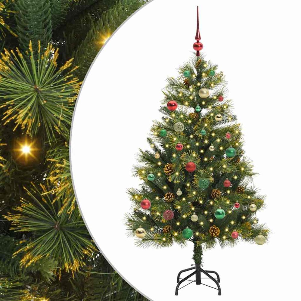 Sapin de noël artificiel avec branches pliables et cônes 150 cm