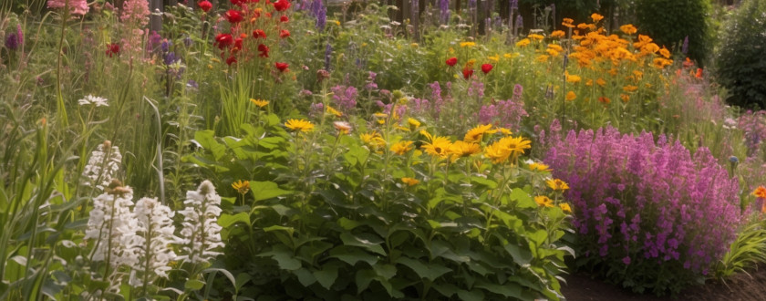 Buisson avec fleurs dans un jardin en juillet