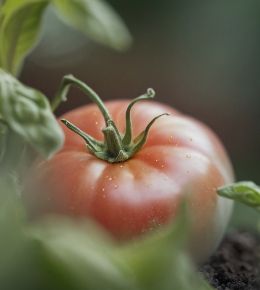 Gros plan sur une tomate issu d'un potager miniature