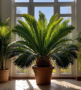 Cycas placé dans un pot en interieur