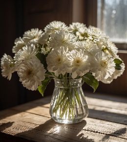 Fleurs blanches dans un vase