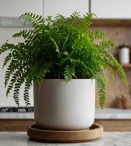 Gros plan sur une nephrolepis en pot